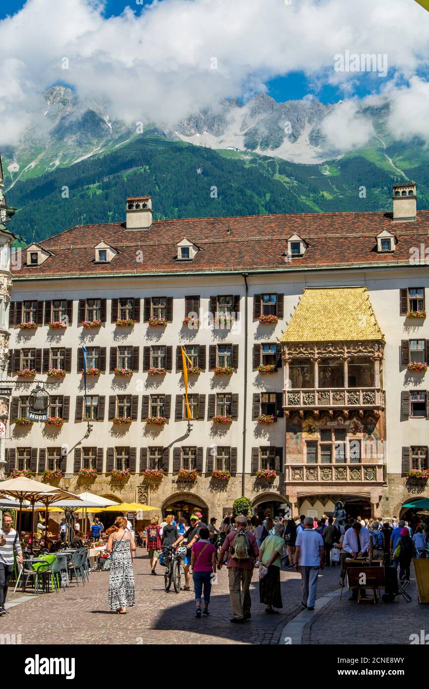 Golden Roof (Goldenes Dachl) balcony, Old Town, Innsbruck, Tyrol, Austria, Europe Stock Photo