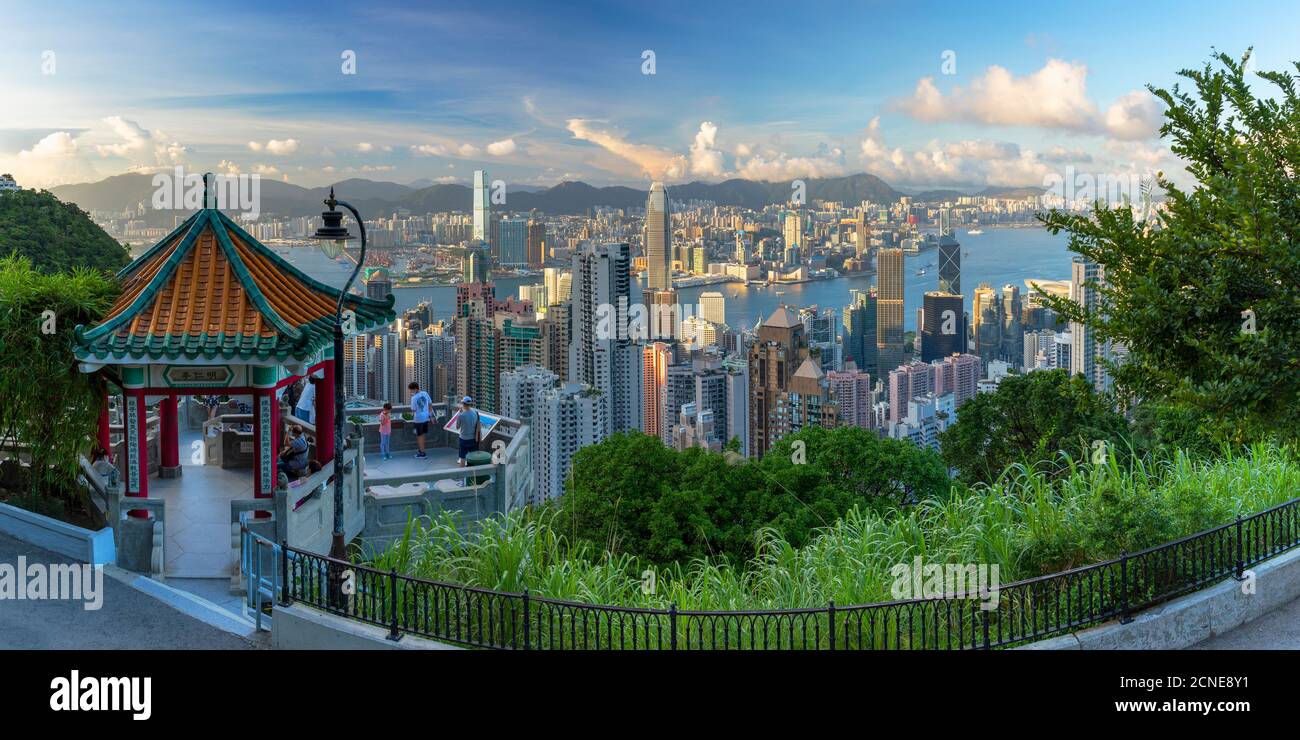 Lion Pavilion on Victoria Peak and skyline, Hong Kong, China, Asia Stock Photo