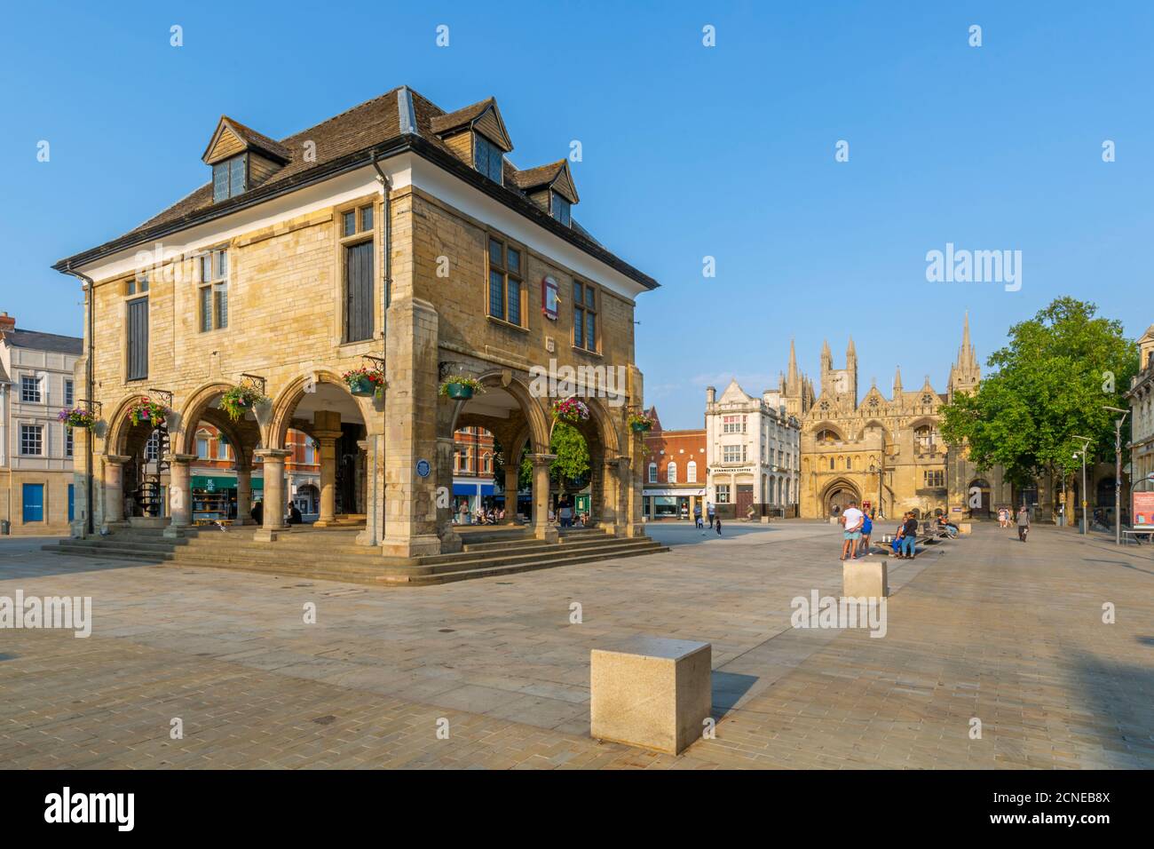 View of Guild Hall in the Town Square, Peterborough, Northamptonshire, England, United Kingdom, Europe Stock Photo