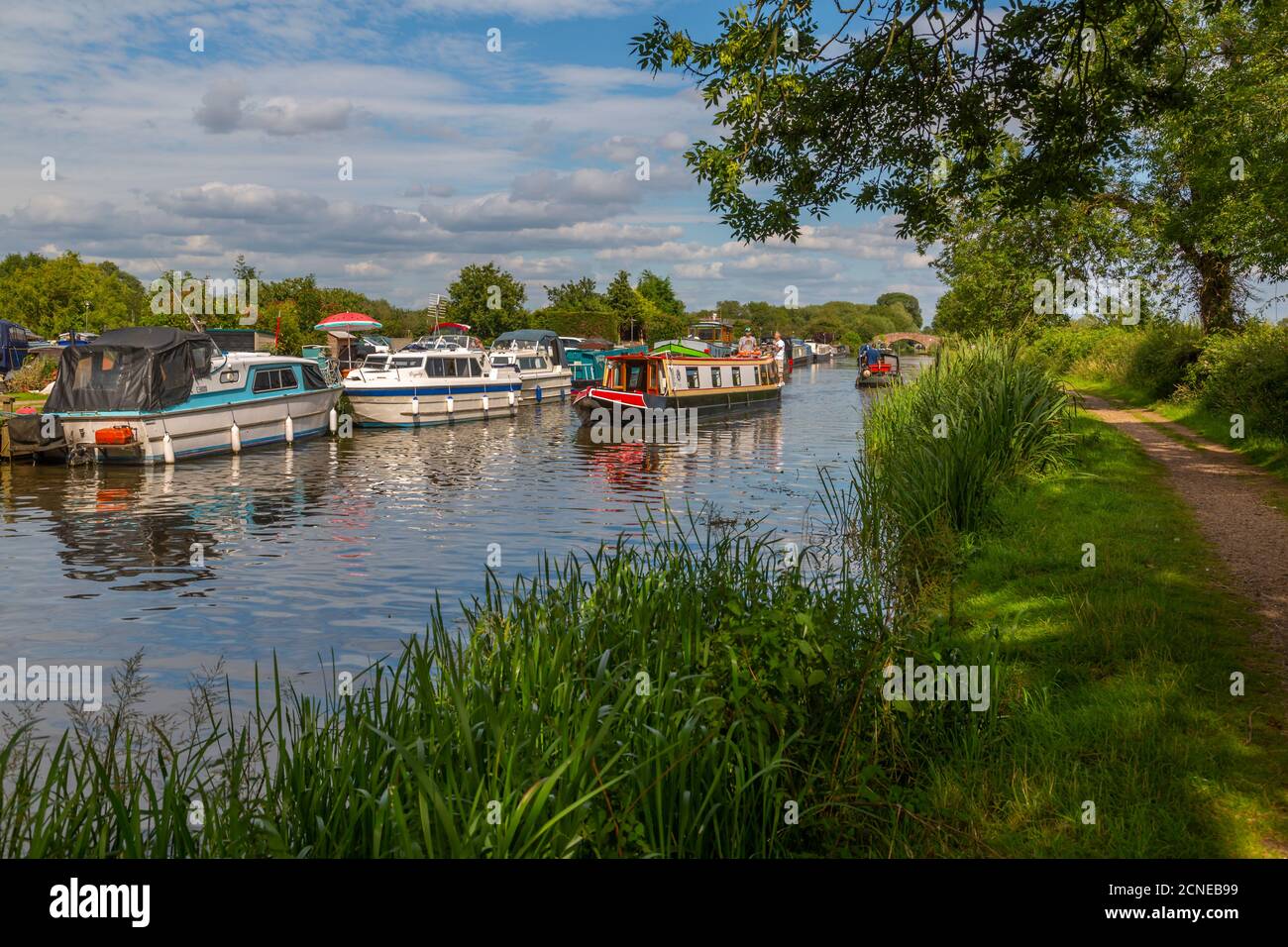 View of canal at Shardlow on a sunny day, South Derbyshire, Derbyshire, England, United Kingdom, Europe Stock Photo