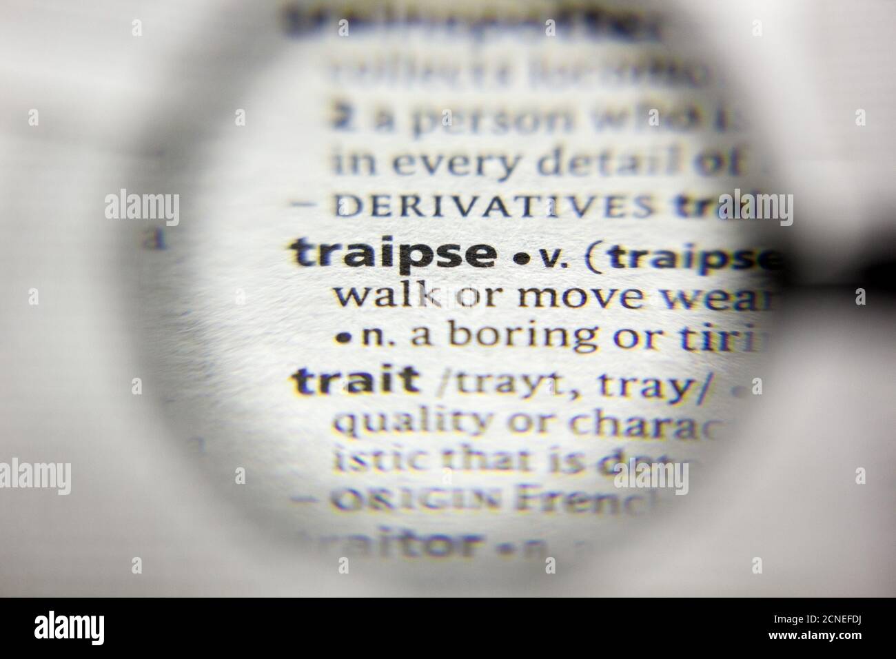 The word or phrase Traipse in a dictionary Stock Photo Alamy