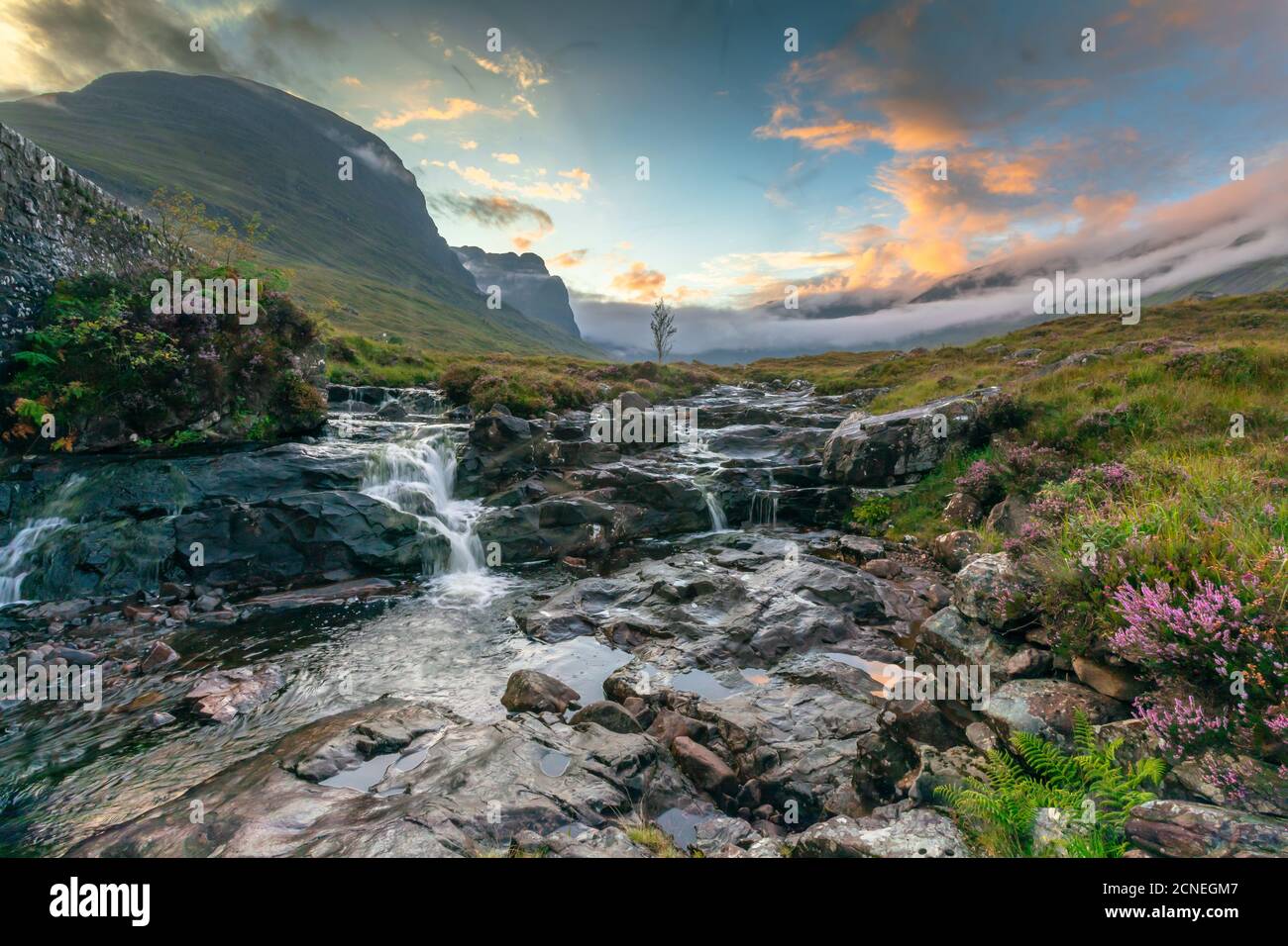 Waterfall on Russell Burn, Applecross,  Bealach na Ba,  Scotland Stock Photo