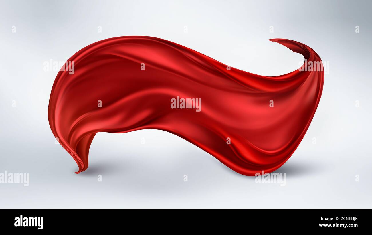 flying red silk fabric Stock Photo