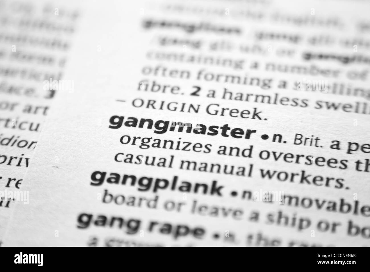 Word or phrase Gangmaster in a dictionary Stock Photo Alamy