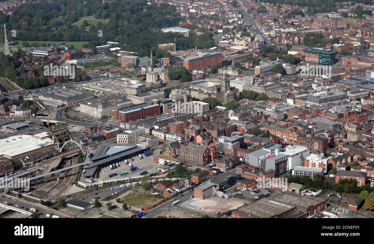 aerial view of Bolton town centre, Greater Manchester Stock Photo