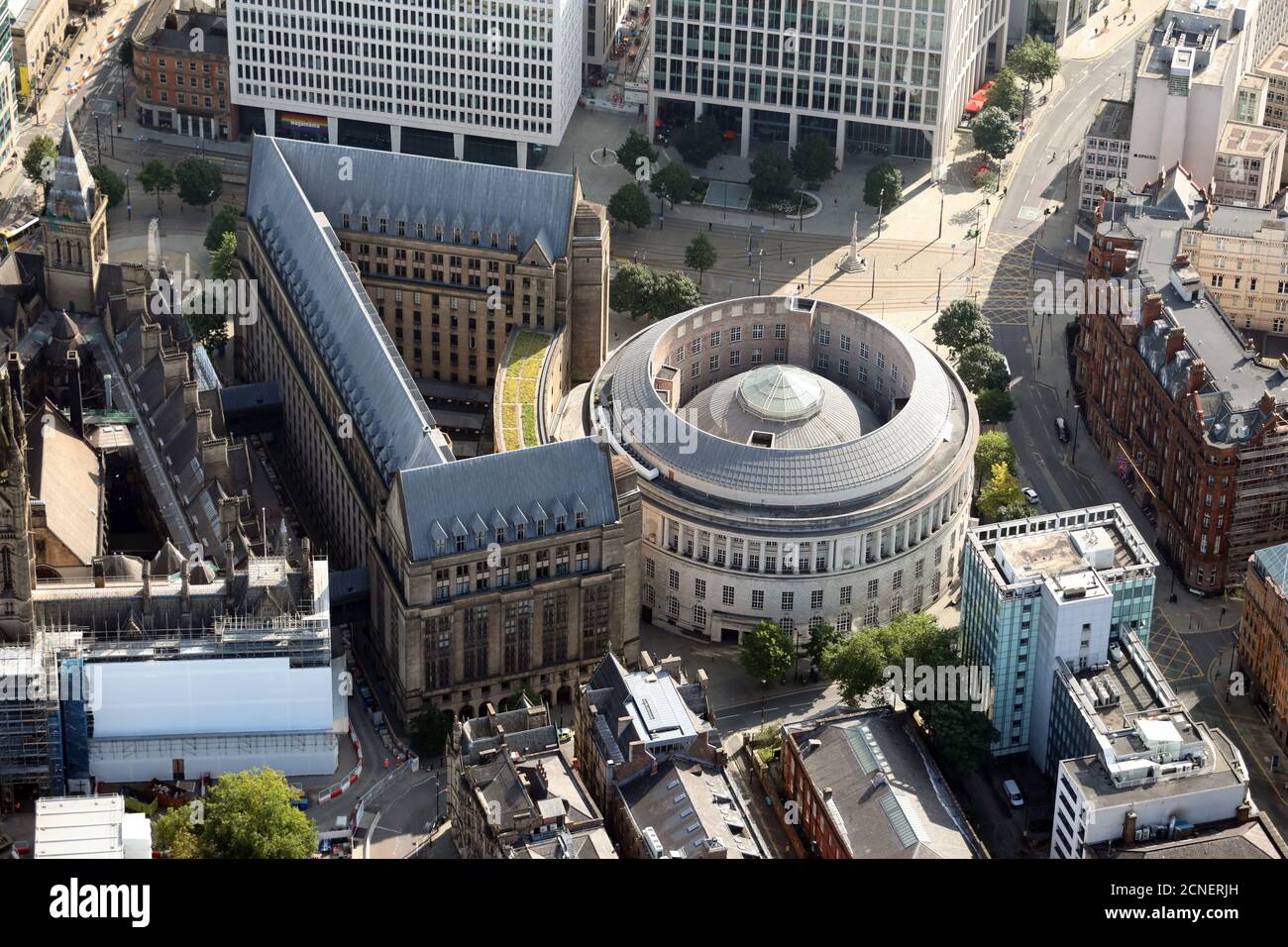 aerial view of Manchester Town Hall Stock Photo