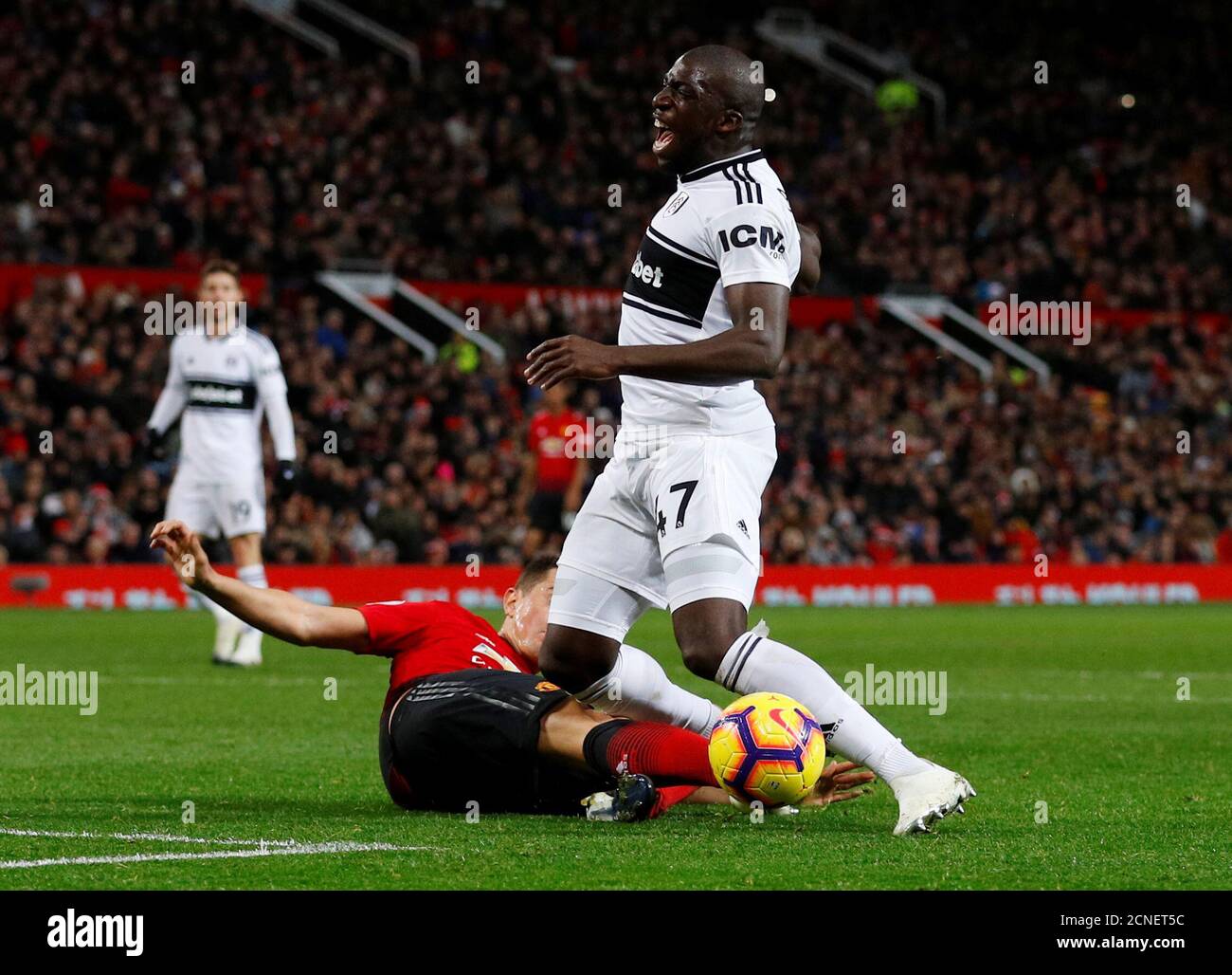 Soccer Football - Premier League - Manchester United v Fulham - Old Trafford, Manchester, Britain - December 8, 2018  Manchester United's Ander Herrera concedes a penalty   REUTERS/Phil Noble   EDITORIAL USE ONLY. No use with unauthorized audio, video, data, fixture lists, club/league logos or 'live' services. Online in-match use limited to 75 images, no video emulation. No use in betting, games or single club/league/player publications.  Please contact your account representative for further details. Stock Photo