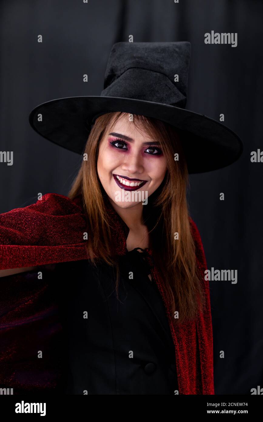 Portrait of asian woman in halloween cloth Stock Photo