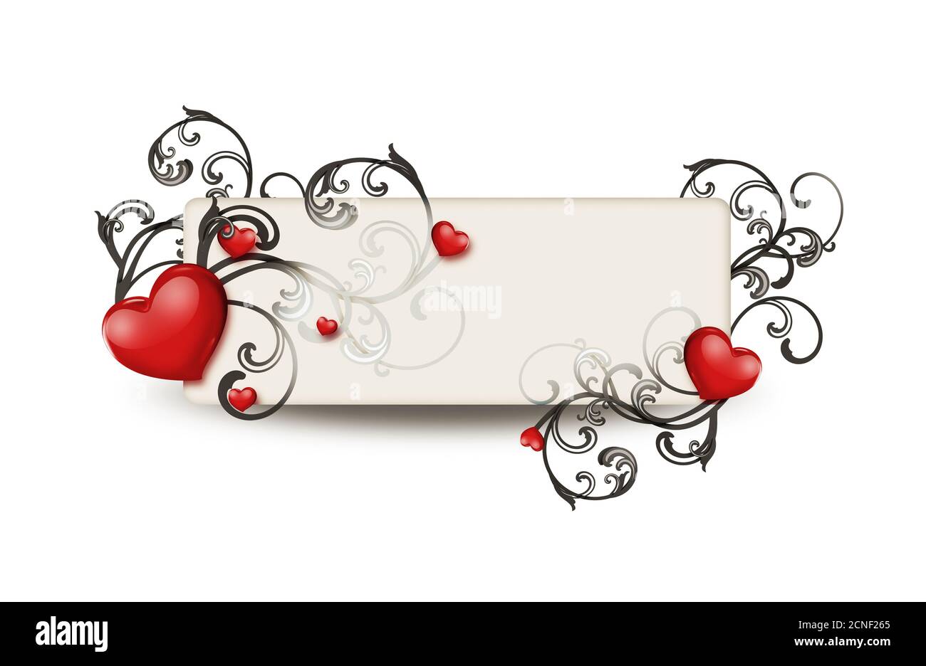 red hearts and floral ornament Stock Photo