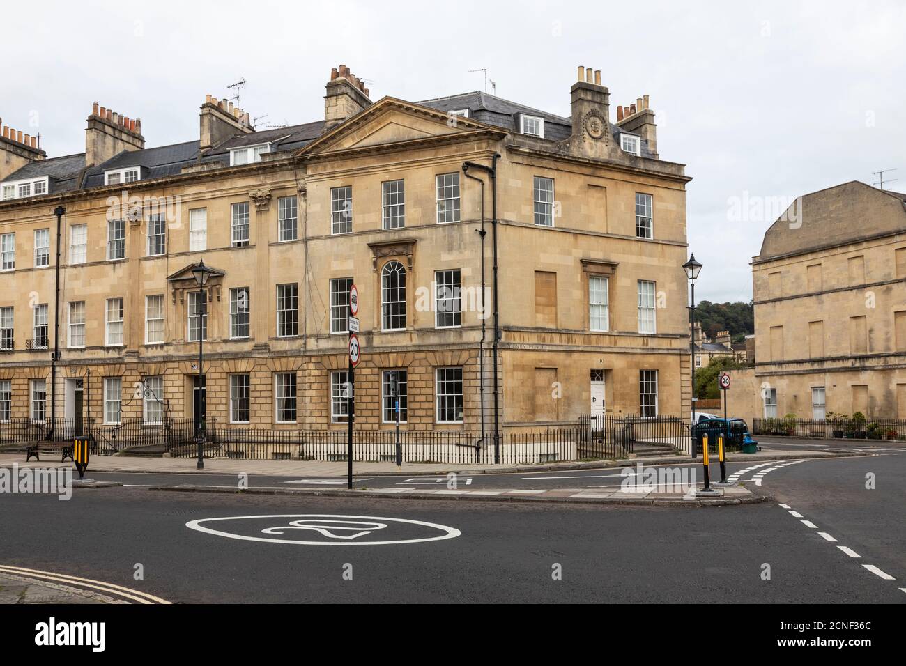 3 Storey Georgian terraced houses on the corner of Sydney Place and Great Pulteney Street in the City of Bath, Somerset, England, UK Stock Photo