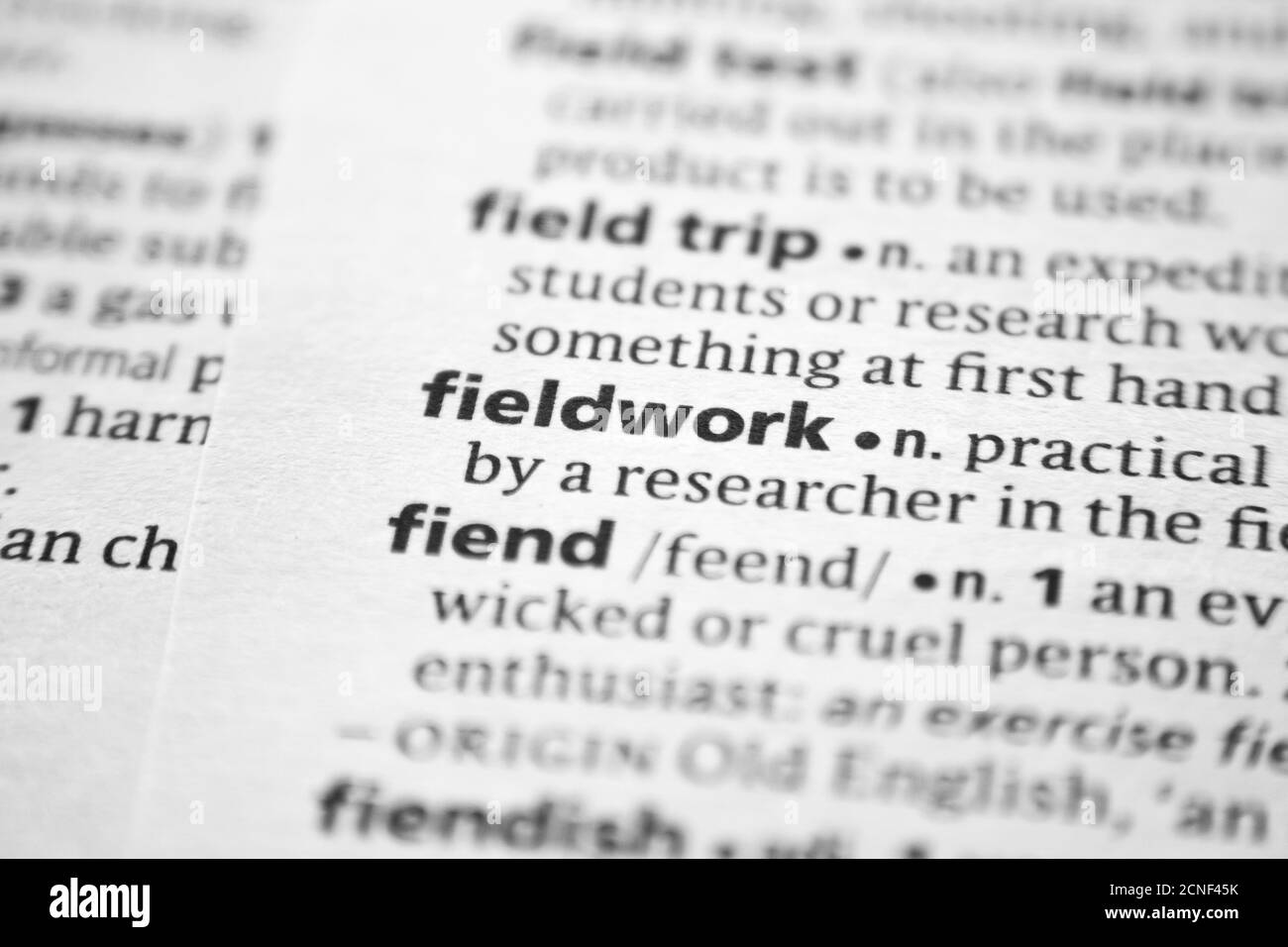 Word or phrase Fieldwork in a dictionary Stock Photo Alamy