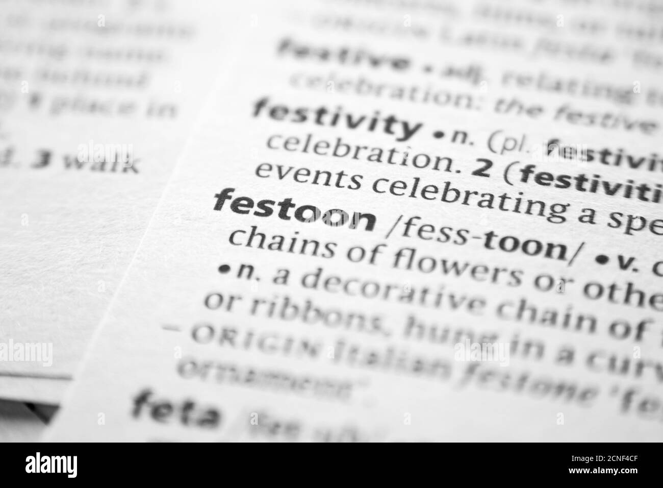 Word or phrase Festoon in a dictionary Stock Photo Alamy