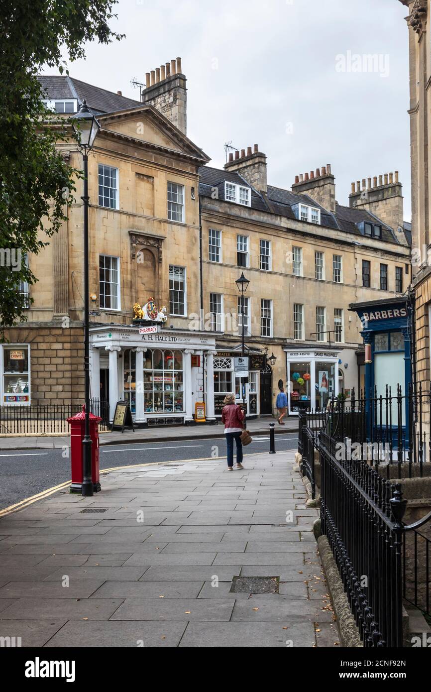 Georgian architecture and businesses in Argyle Street, City of Bath, Somerset, England, UK Stock Photo