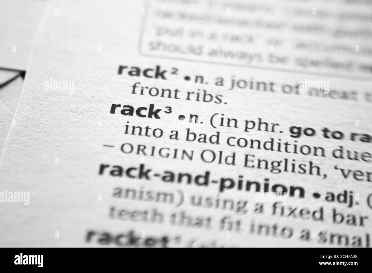Word or phrase Rack in a dictionary Stock Photo Alamy