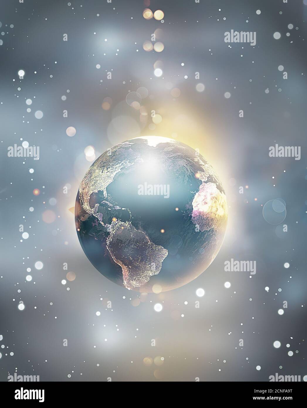 Floating map hi res stock photography - Shining World Floating In Space 2CNFA9T