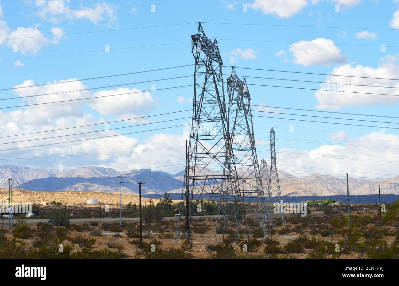 Electric Powerlines and infrastructure in southern california, USA
