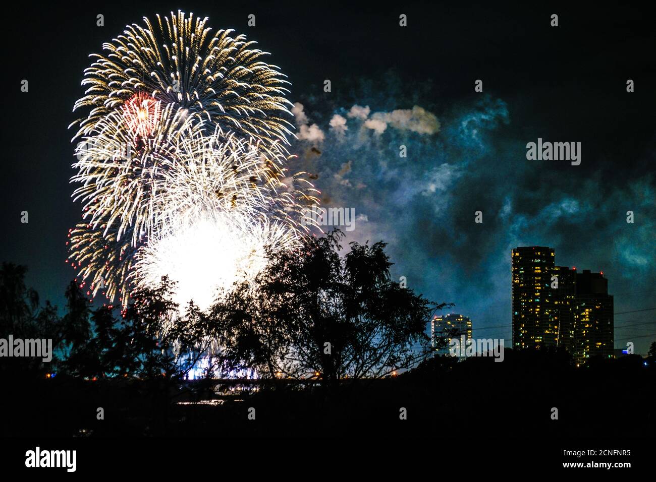 Setagaya-ku, Tama River fireworks display (2019) Stock Photo