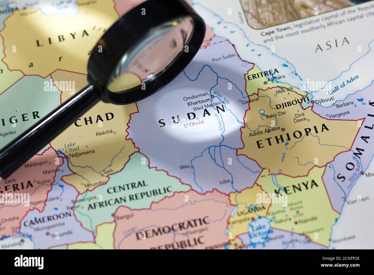 Sudan on the map of the world or atlas Stock Photo - Alamy