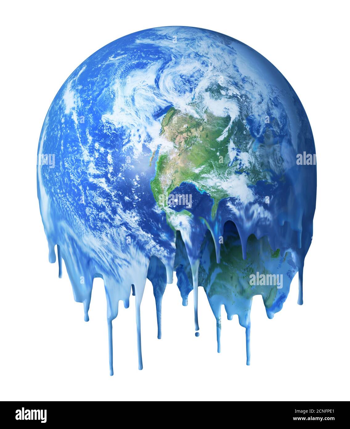 Melting hot and dripping unhabitable planet Earth, global warming climate change concept Stock Photo