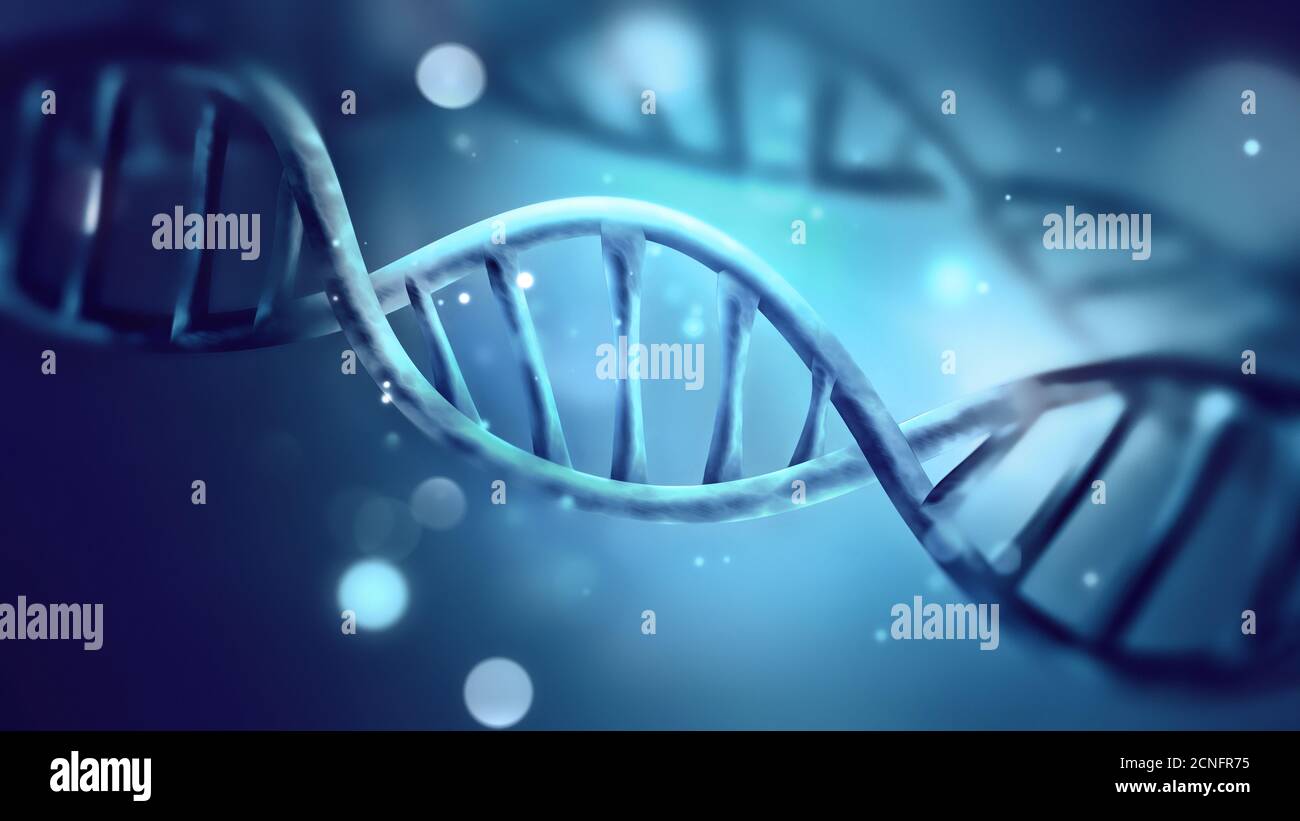 blue DNA strand Stock Photo