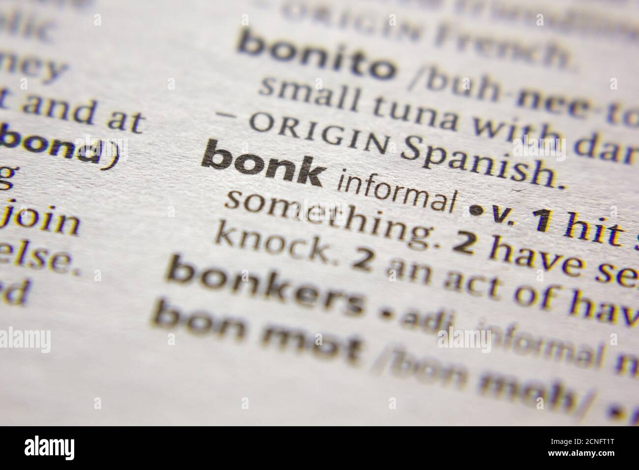 Word or phrase Bonk in a dictionary Stock Photo - Alamy