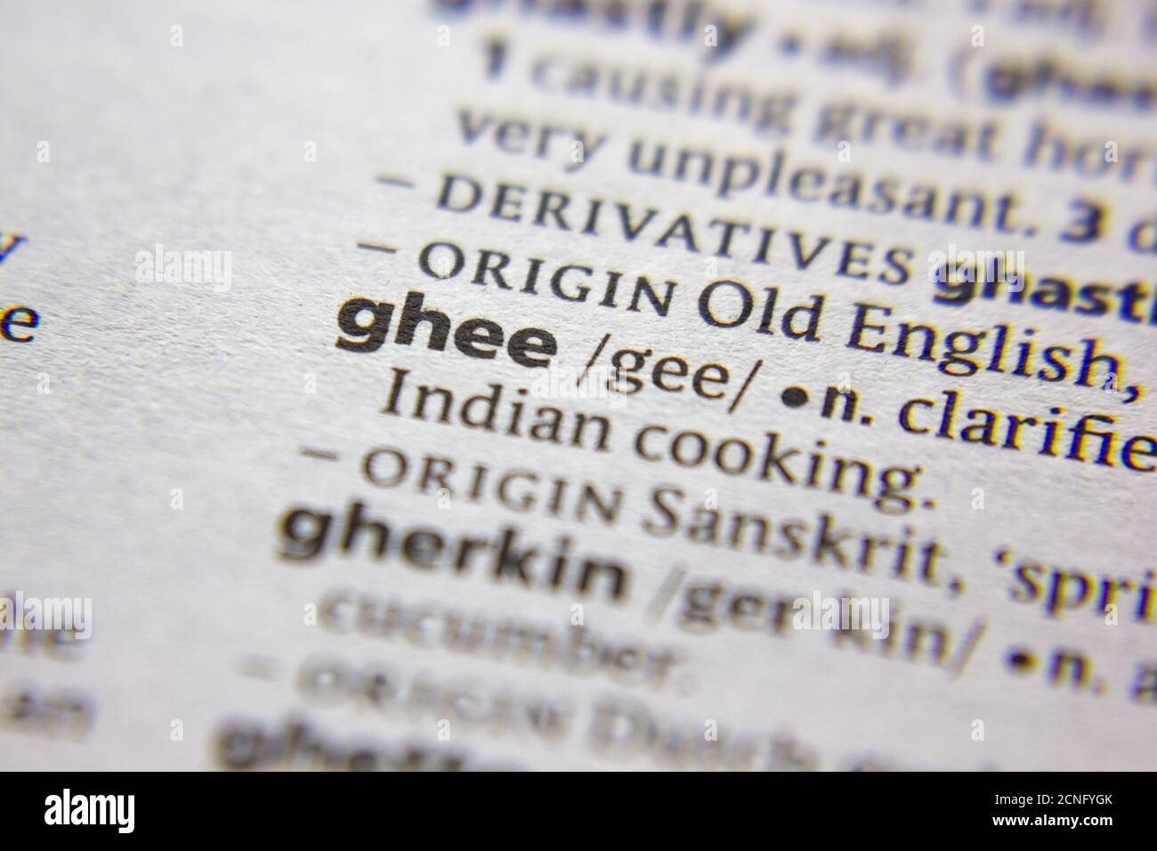 Word or phrase Ghee in a dictionary Stock Photo Alamy