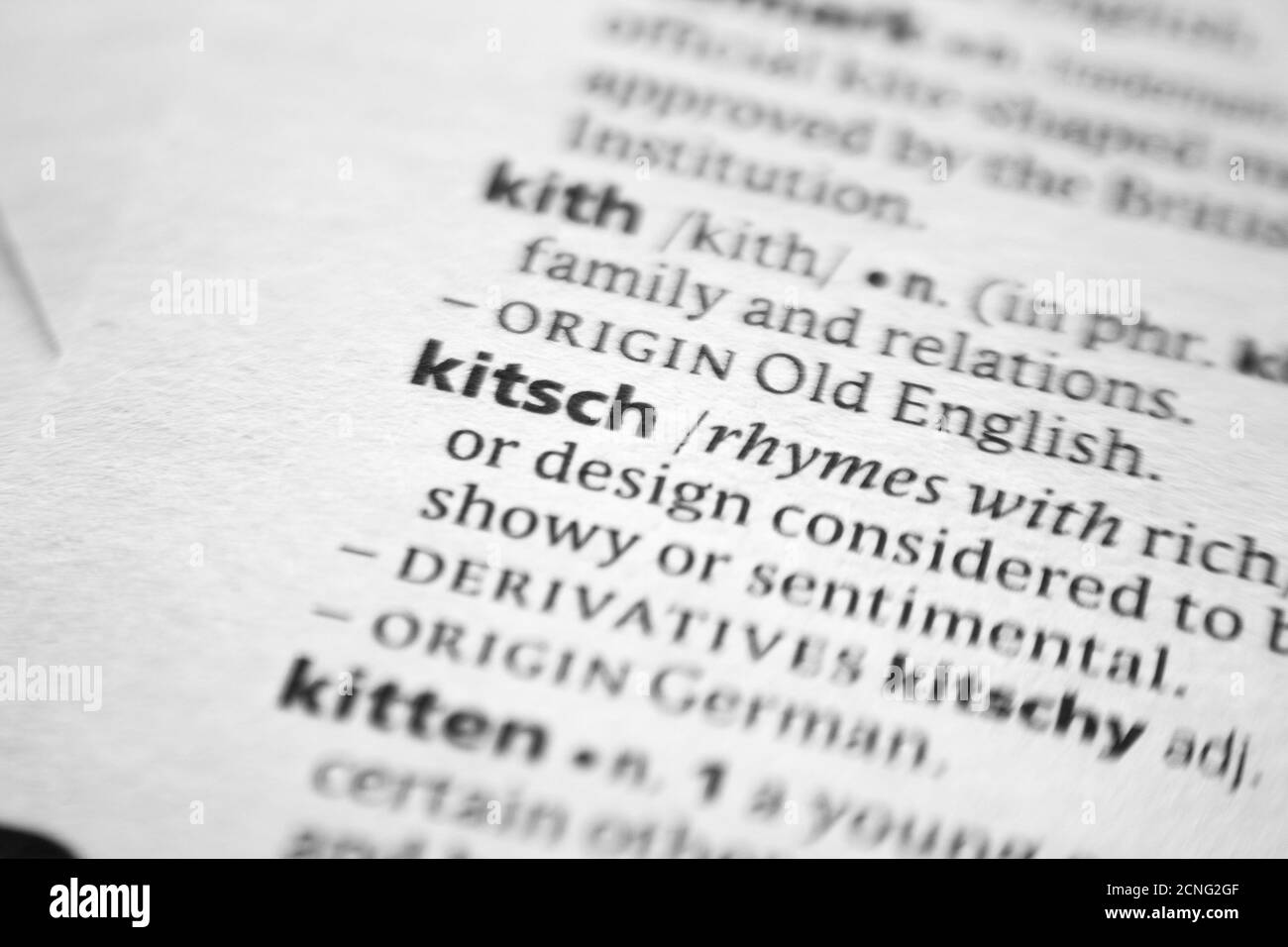 Word or phrase Kitsch in a dictionary Stock Photo Alamy