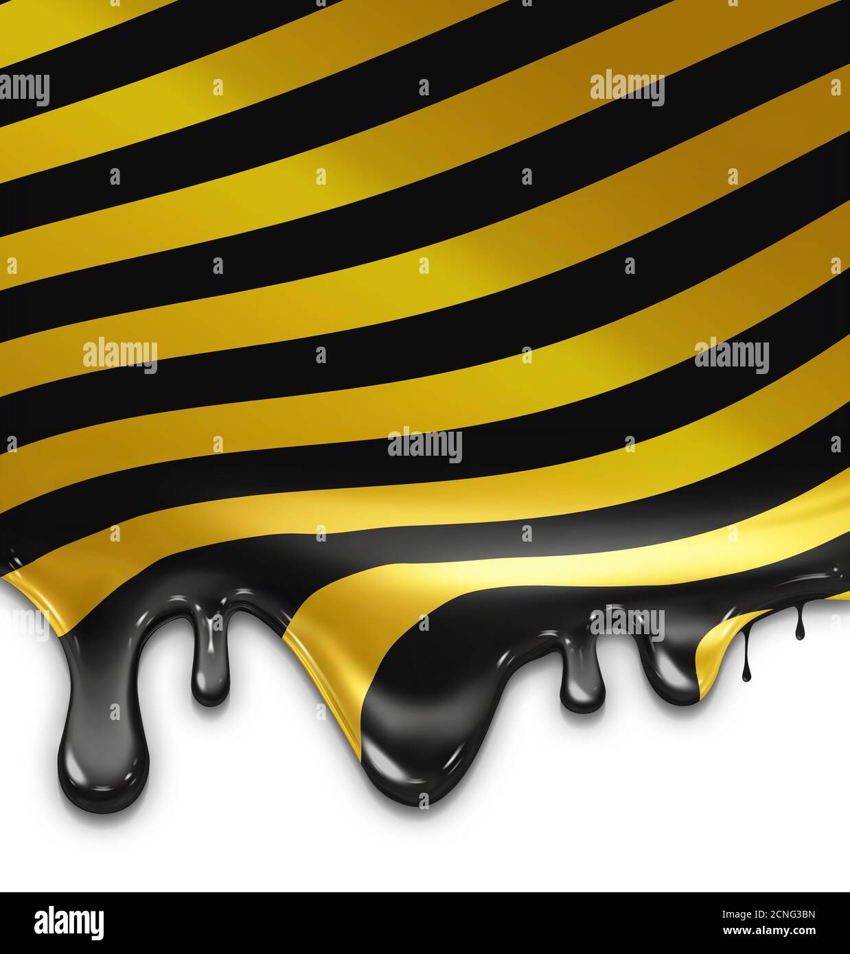 dripping striped black yellow paint Stock Photo