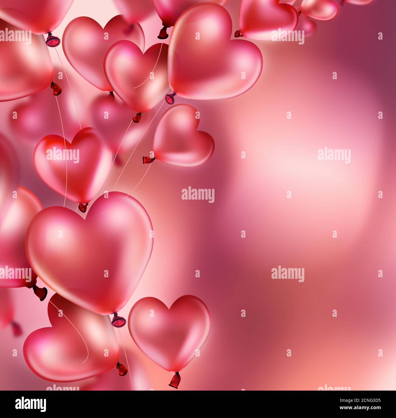 romantic card with pink heart balloons Stock Photo - Alamy