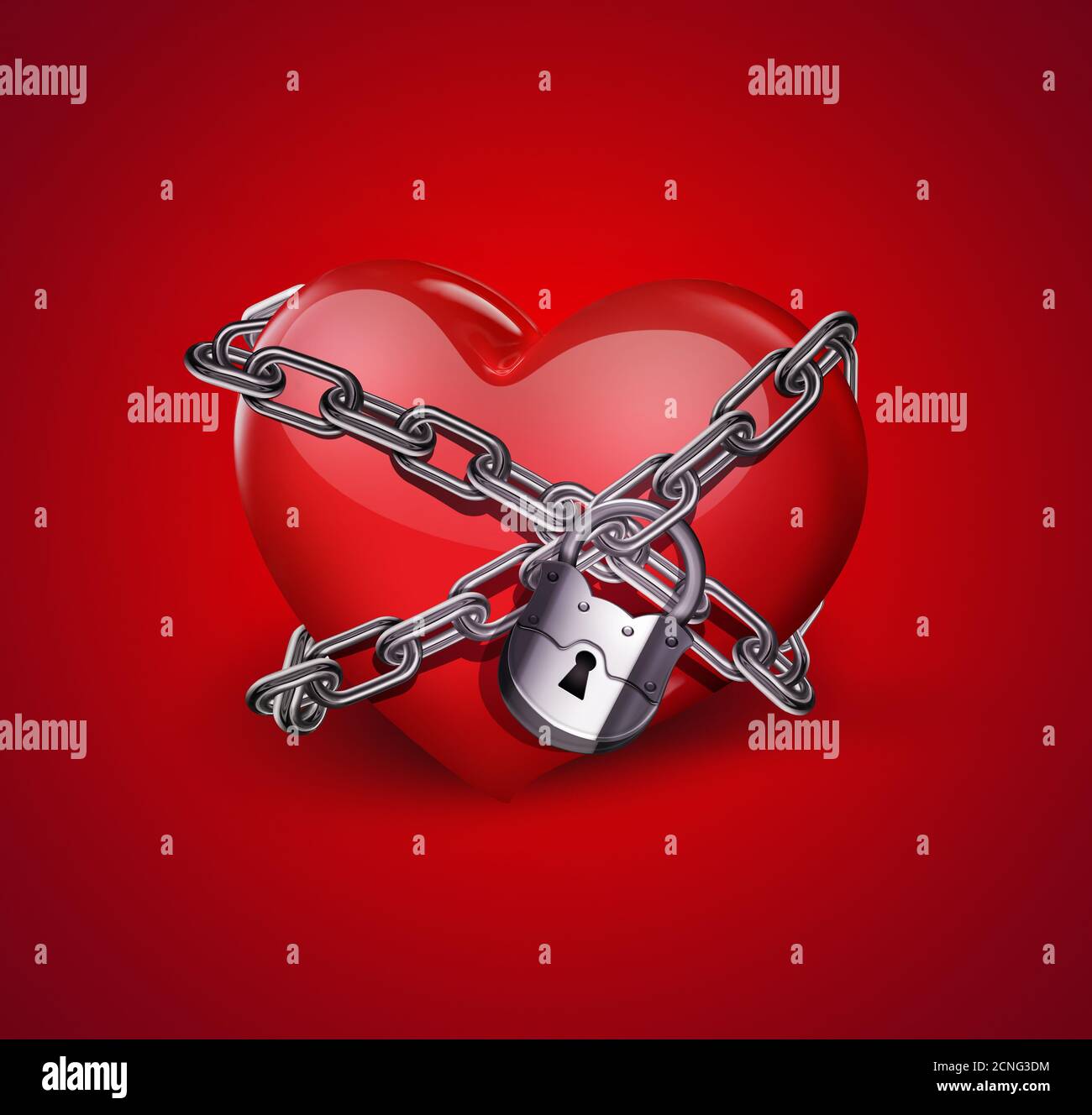red heart in chains Stock Photo Alamy