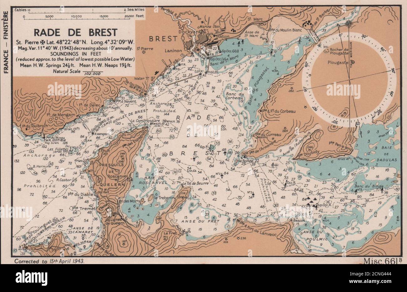 Rade de Brest sea coast chart.
