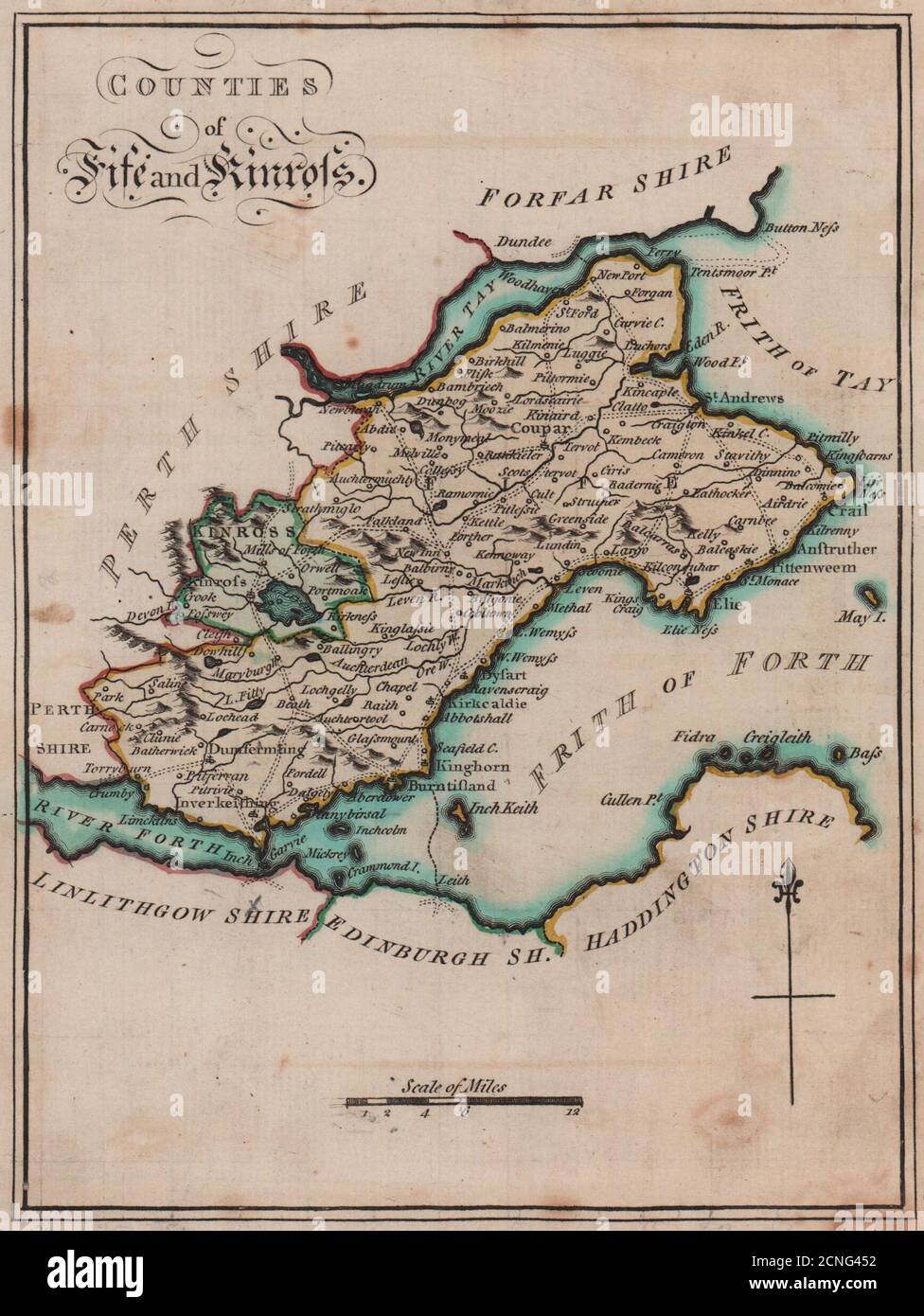 Counties of Fife and Kinross. Fife and Kinross-shire. SAYER / ARMSTRONG 1787 map Stock Photo