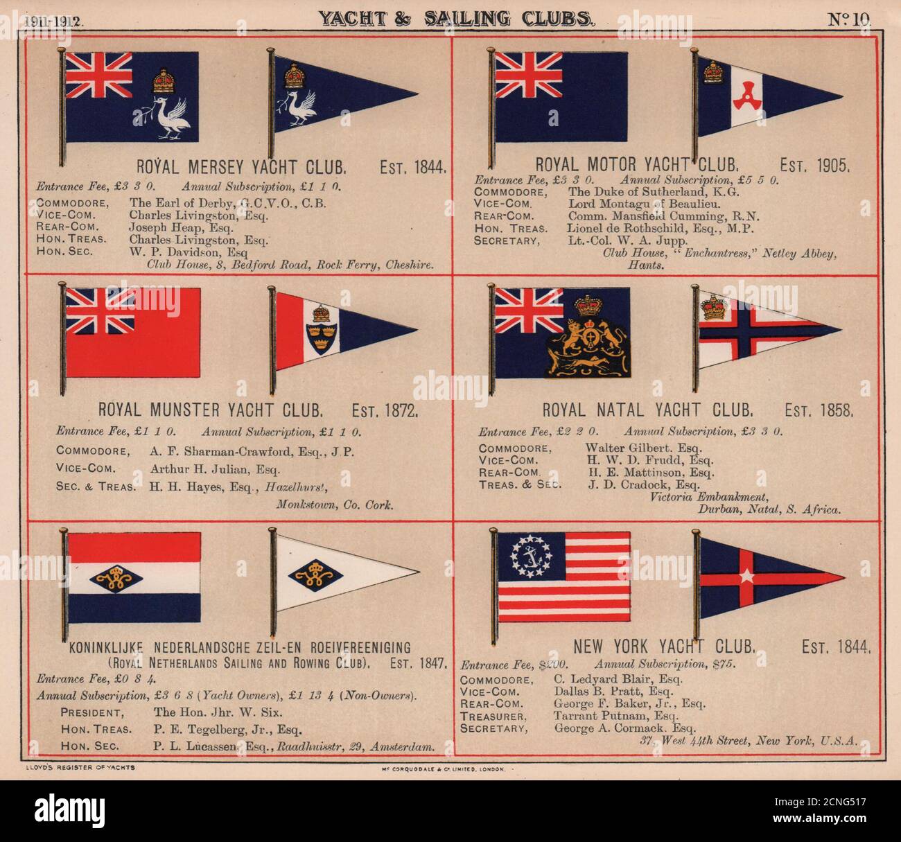 ROYAL YACHT & SAILING CLUB FLAGS MN Mersey Munster Nederland New York