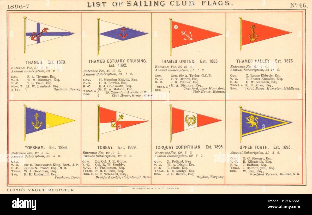YACHT & SAILING CLUB FLAGS TU Thames Topsham Torbay Torquay Upper