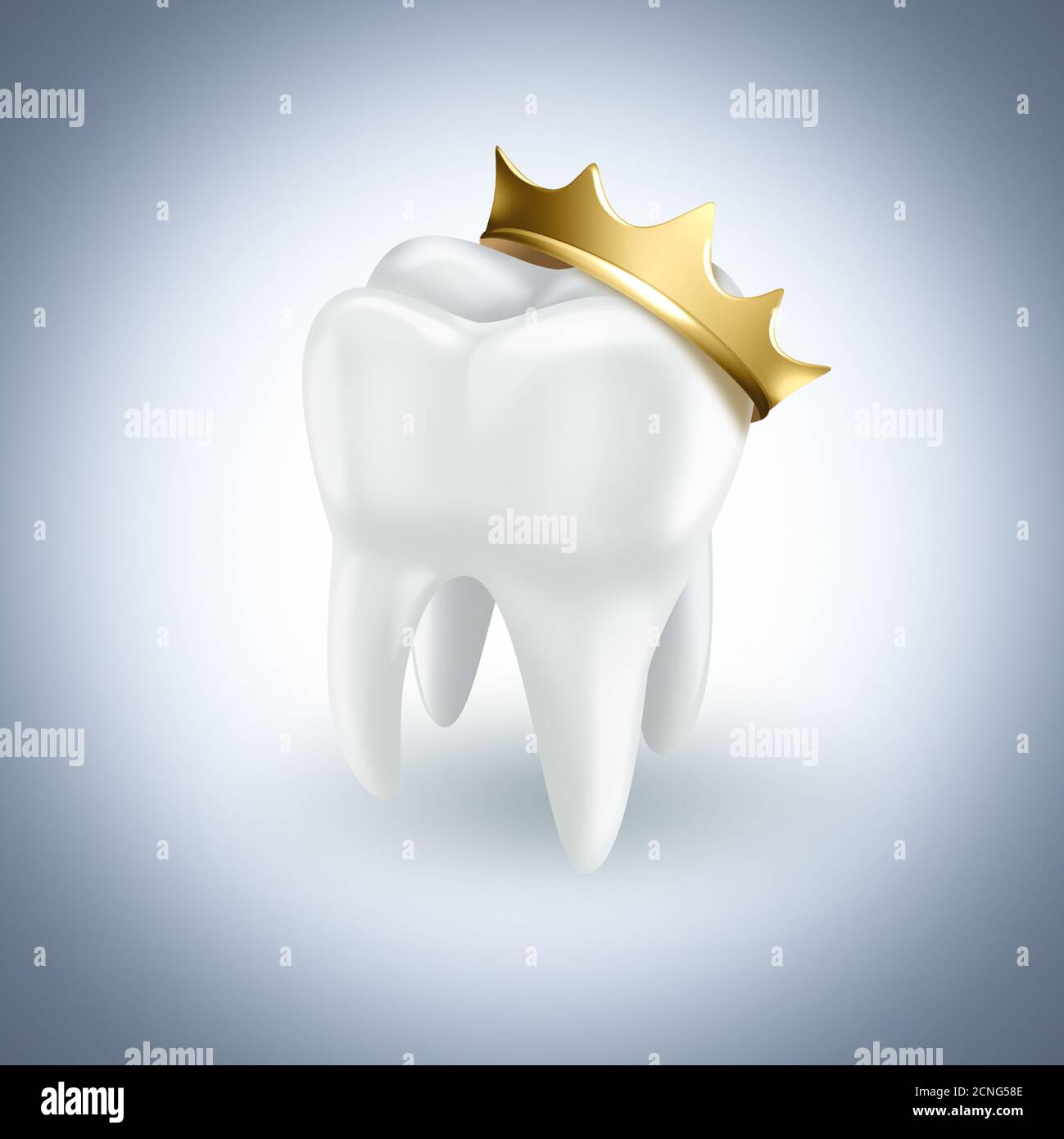 tooth with gold crown Stock Photo Alamy