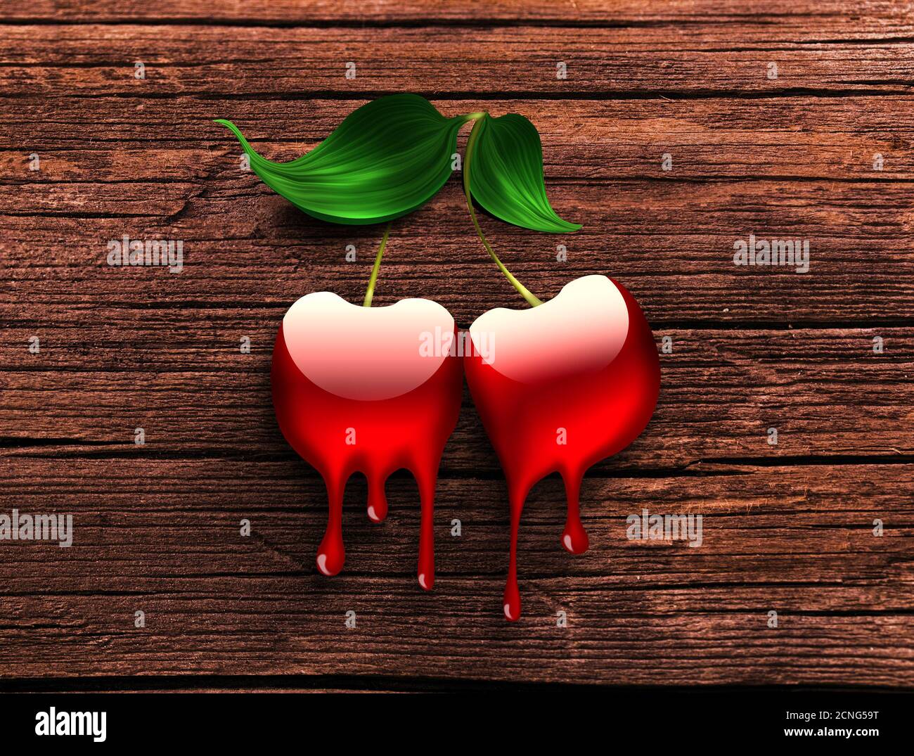 dripping cherry Stock Photo