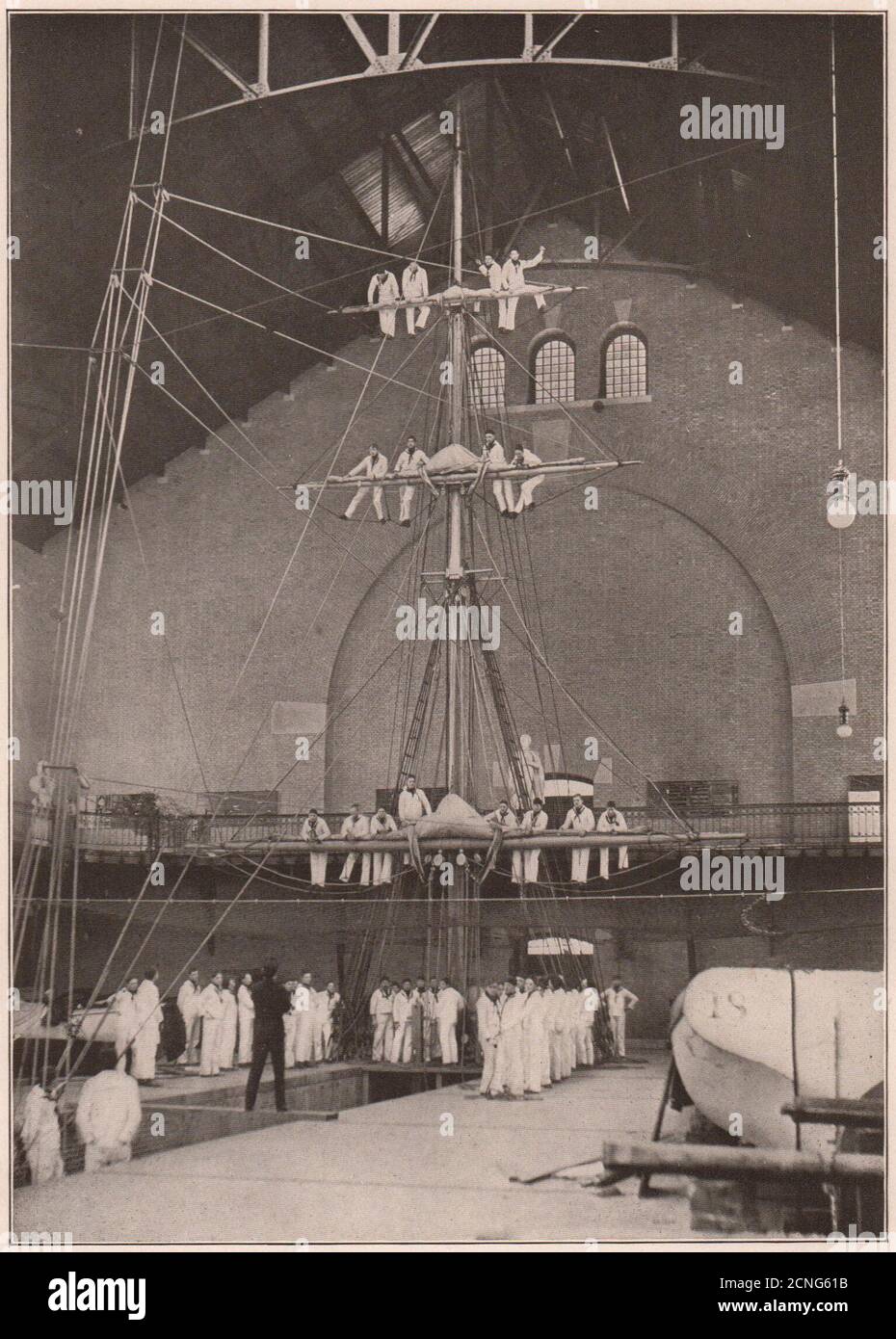 Annapolis US Naval Academy: Indoor Training. Handling A Full-Rigged Ship 1 1903 Stock Photo