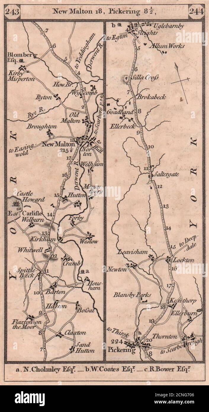 New Malton Pickering Sleights road strip map PATERSON 1803 old