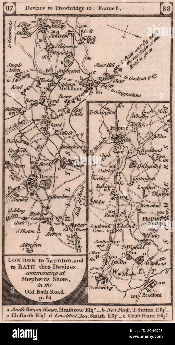 DevizestrowbridgeNorton St PhilipFrome road strip map PATERSON 1803
