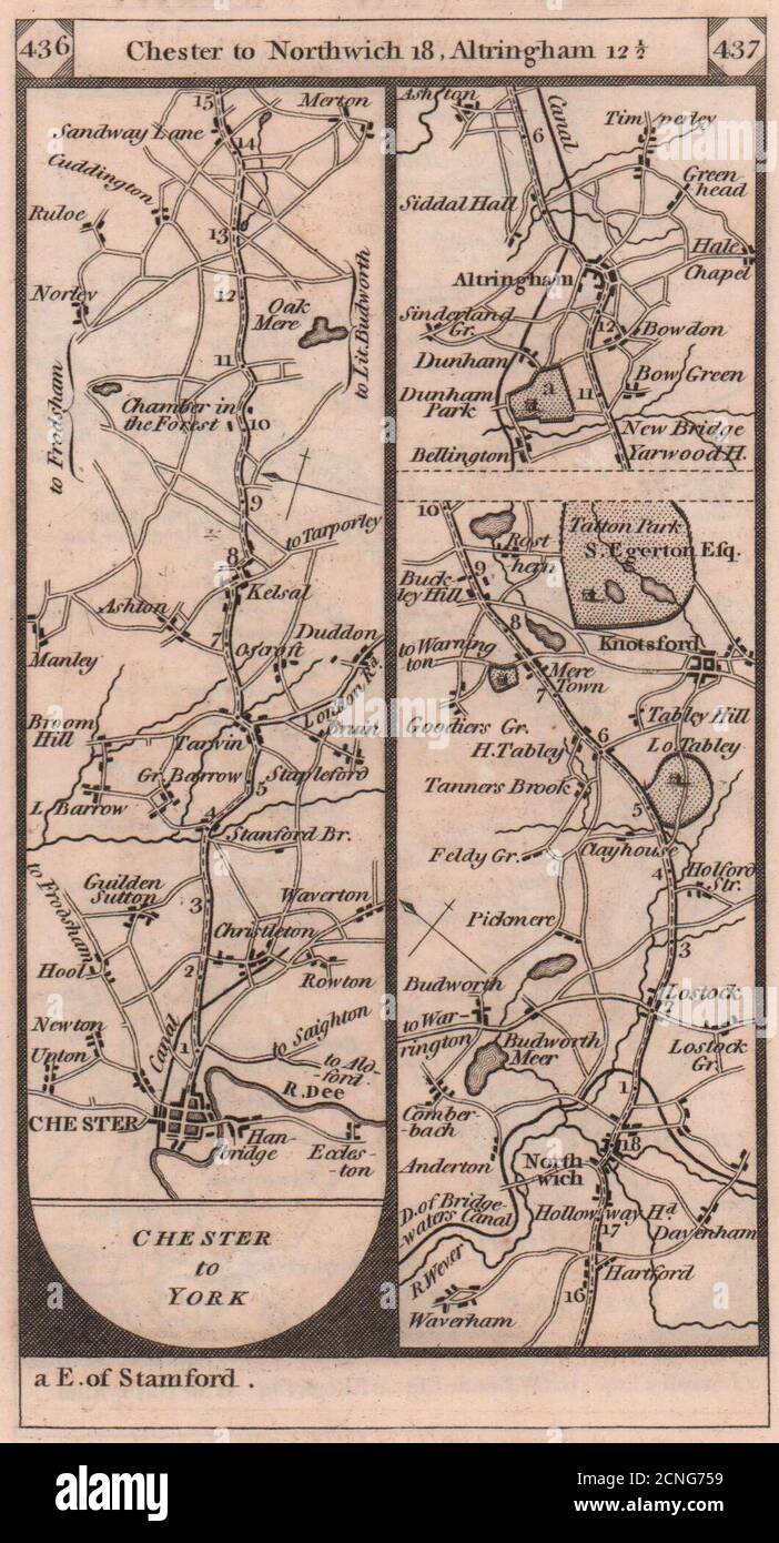 Chester Northwich Knutsford Altrincham road strip map PATERSON