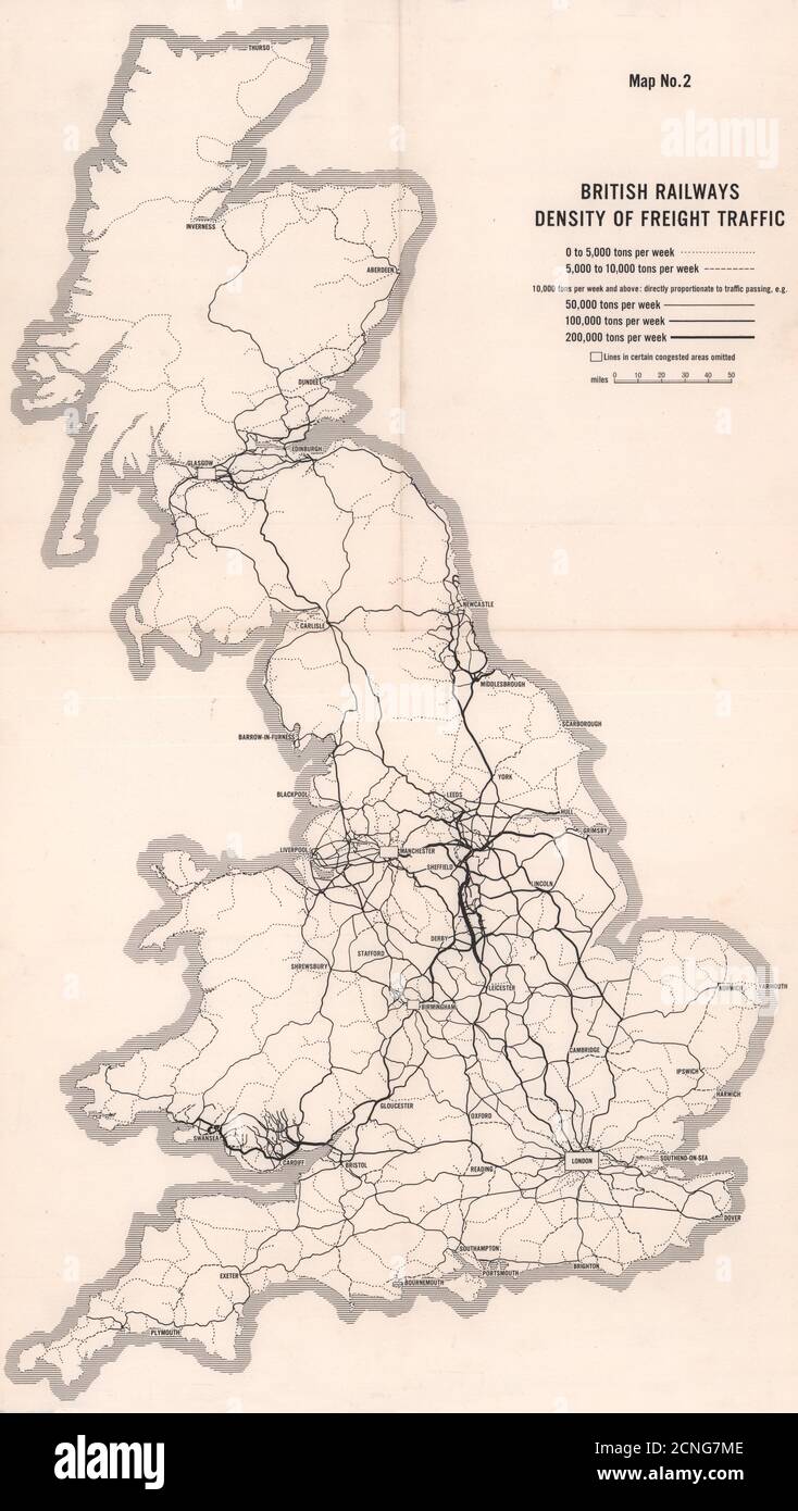 British Railways density of freight traffic. BEECHING REPORT 1963 old map Stock Photo