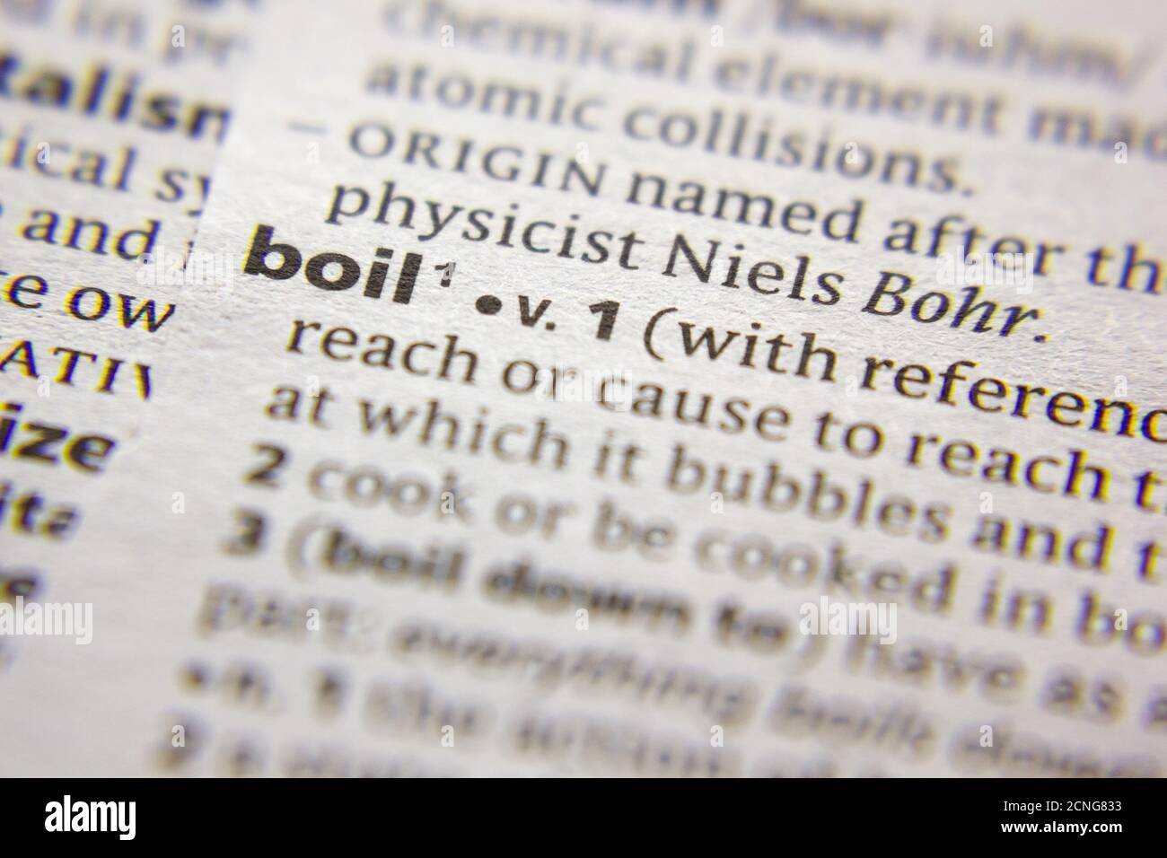 Sentence Using Boil Word or phrase Boil in a dictionary Stock Photo - Alamy