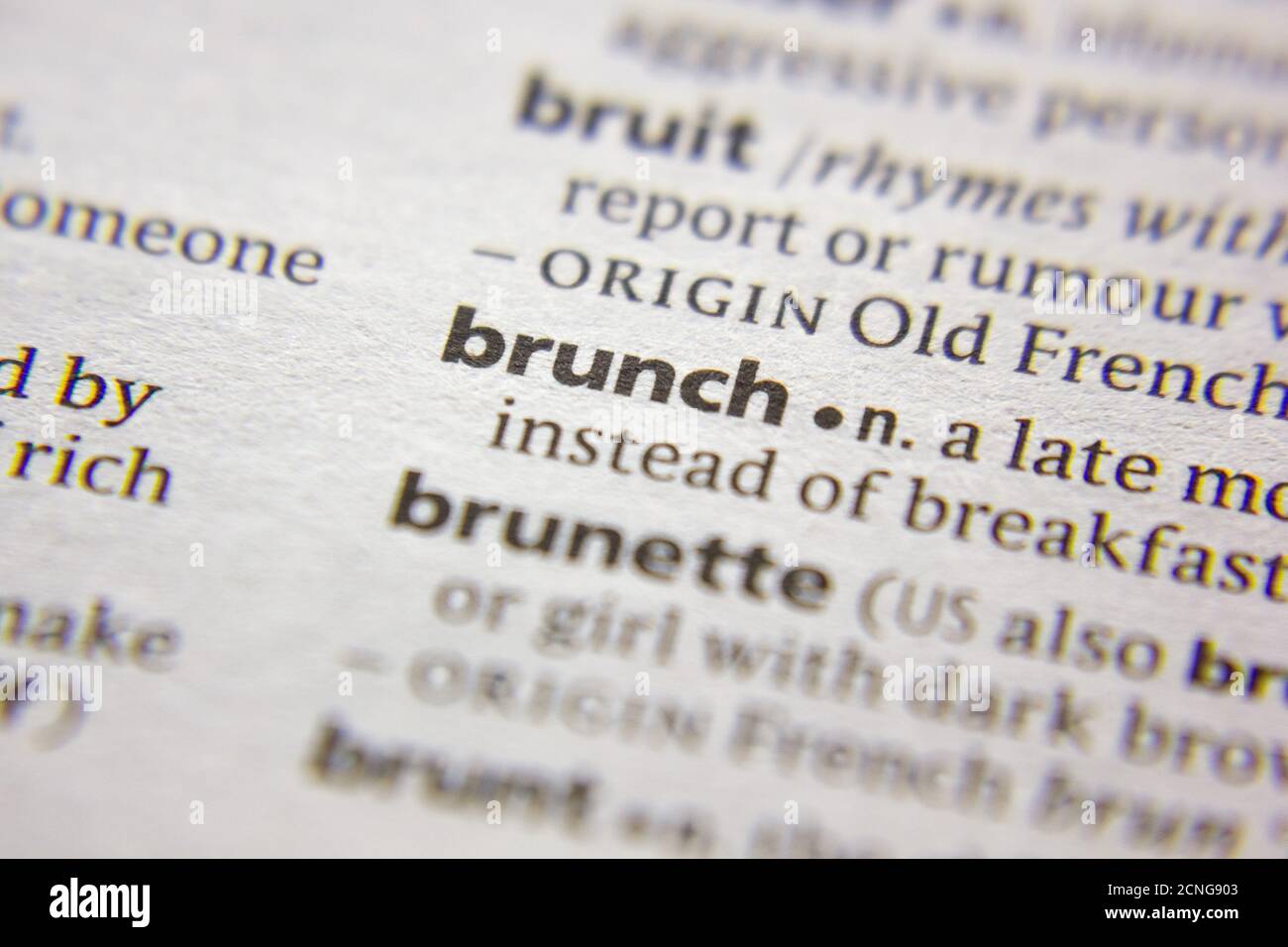 Word or phrase Brunch in a dictionary Stock Photo Alamy