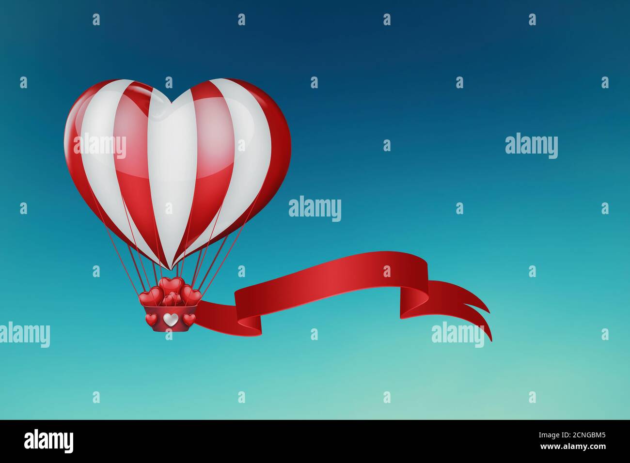heart hot air balloon Stock Photo