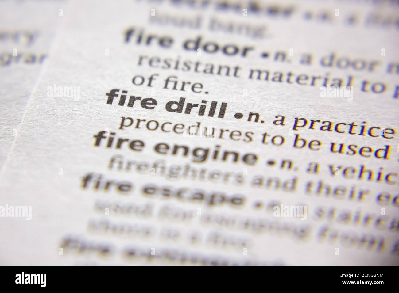 Word or phrase Fire drill in a dictionary Stock Photo Alamy