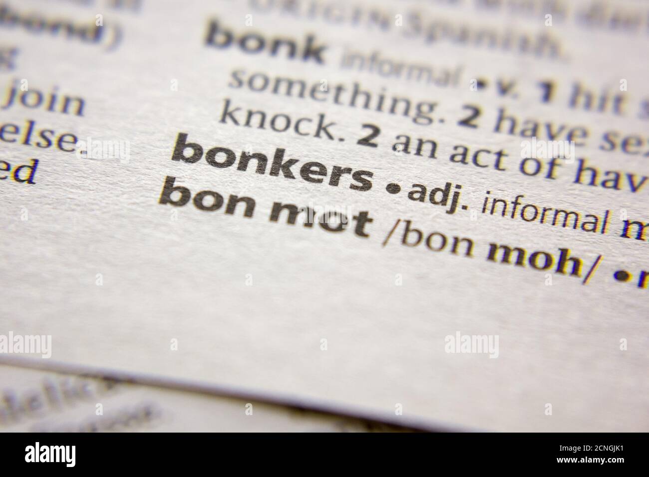 Word or phrase Bonkers in a dictionary Stock Photo Alamy