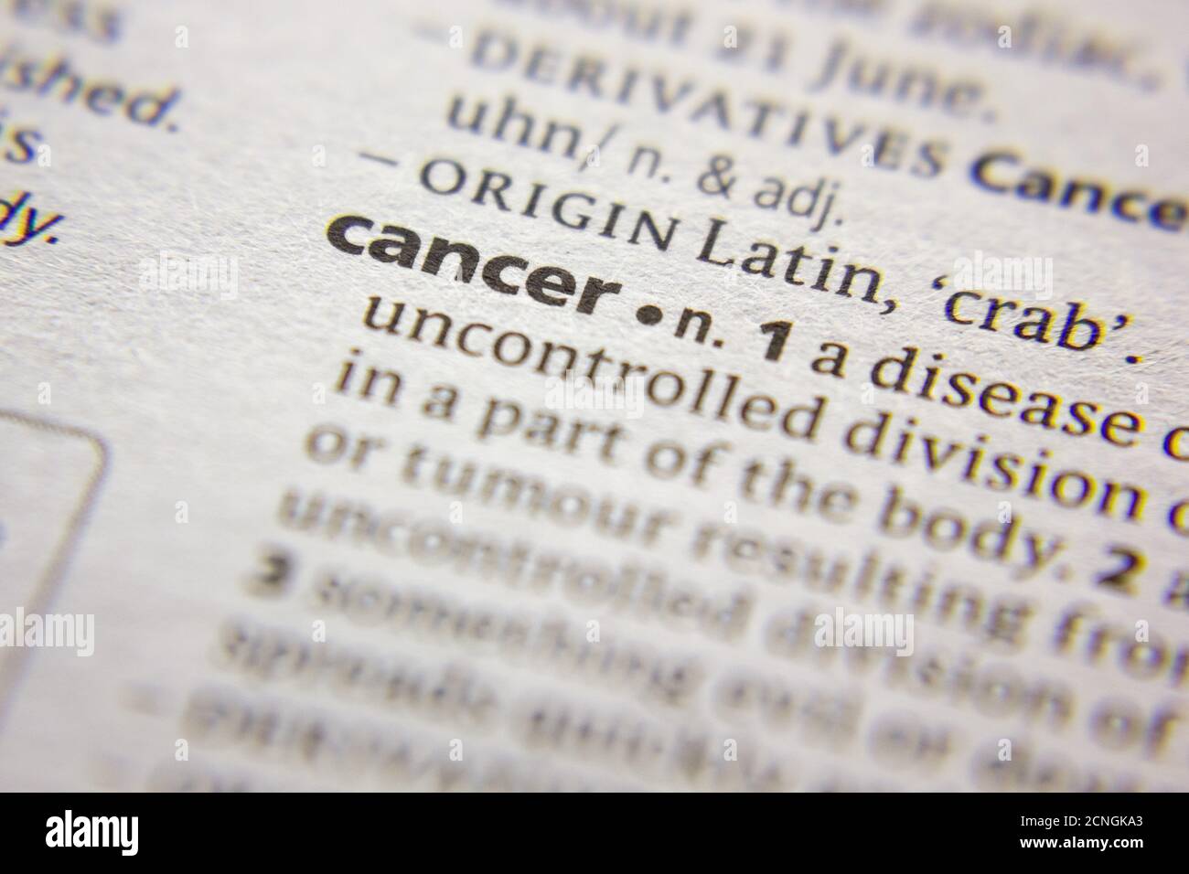 Word or phrase Cancer in a dictionary Stock Photo Alamy