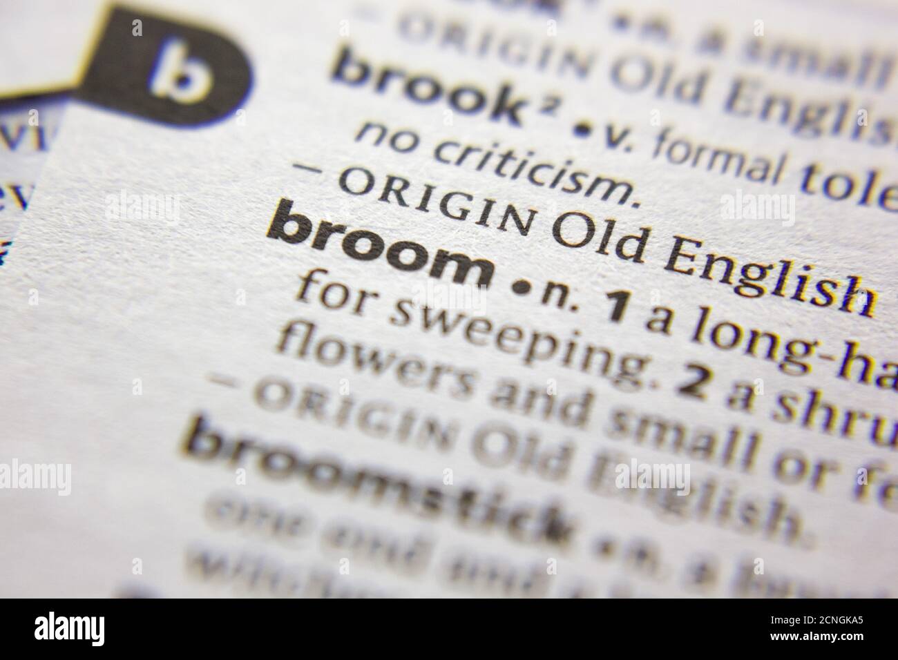 Word or phrase Broom in a dictionary Stock Photo Alamy