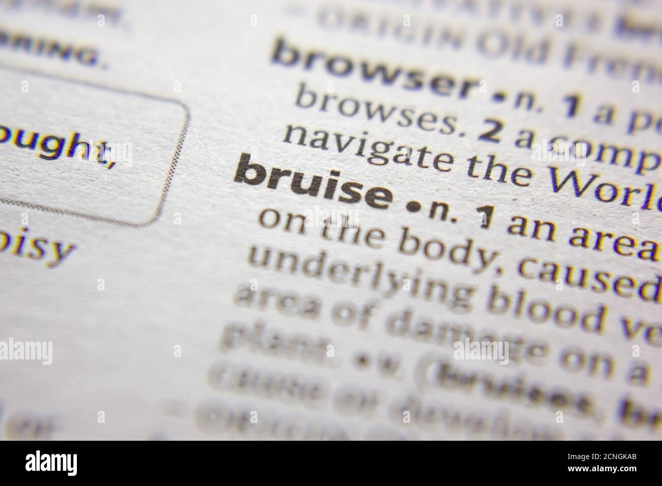 Word or phrase Bruise in a dictionary Stock Photo Alamy