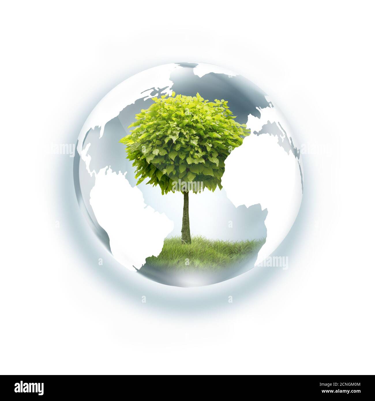 globe with tree inside Stock Photo